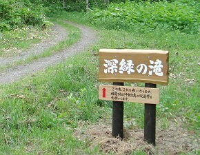 深緑の滝の看板